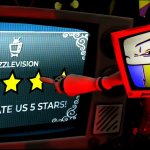 Mr puzzles pointing and asking to rate 5 stars