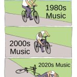 to: gen alpha | 1980s Music; 2000s Music; 2020s Music | image tagged in memes,bike fall | made w/ Imgflip meme maker