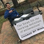 Congratulations Congress | The Torah fits the
 "working definition 
of antisemitism" | image tagged in change my mind crowder | made w/ Imgflip meme maker