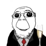 Kawaii wojak holding beer/champagne