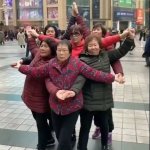 Old Asian ladies forming a star