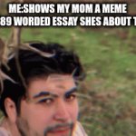 True tho | ME:SHOWS MY MOM A MEME

THE 1,923,789 WORDED ESSAY SHES ABOUT TO GIVE ME: | image tagged in gifs,memes,lol,hot page,leadorboard | made w/ Imgflip video-to-gif maker