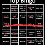 I honestly think I'm a bottom but alas | image tagged in top bingo | made w/ Imgflip meme maker
