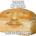 this is what adhd does | NOBODY.
MY BRAIN:; BREAD SHEERAN!!! | image tagged in bread sheeran,my brain,bread,ed sheeran | made w/ Imgflip meme maker
