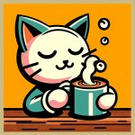 cat with coffee