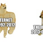 R.I.P. Internet 1990/1992-2012 You will be missed... | THE INTERNET 1990/1992-2012; THE INTERNET 2013-ONWARDS | image tagged in internet,the internet,rest in peace,r i p,rip,old internet | made w/ Imgflip meme maker