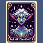 a fae of diamonds with golden eyes