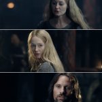 Aragorn and Éowyn talk in Edoras