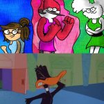 Daffy Facepalms at Margaret, Elieen, and Cloudy Jay | image tagged in daffy facepalms at what | made w/ Imgflip meme maker