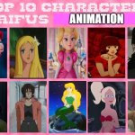 the 10 waifus of animation | image tagged in the 10 waifus of animation,waifu,the little mermaid,movies,smg4,cartoons | made w/ Imgflip meme maker