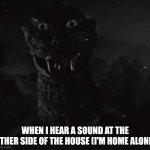 Staring Man In The Suit | WHEN I HEAR A SOUND AT THE OTHER SIDE OF THE HOUSE (I'M HOME ALONE) | image tagged in staring man in the suit | made w/ Imgflip meme maker