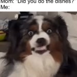 The wrath of mom | Mom: “Did you do the dishes?”
Me: | image tagged in teeth dog,memes,meme,dogs,dishes,mom | made w/ Imgflip meme maker