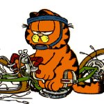 Garfield on a bike