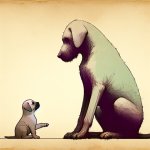 Tiny Puppy vs Big Dog meme