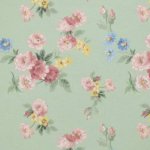 Pale green wallpaper with small pink and yellow flowers on it template
