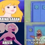 you better watch your mermaid waifus | MARINA SABAN; ARISTA | image tagged in you better watch your mouth 2-panel,the little mermaid,waifu,nick saban,anime,disney princesses | made w/ Imgflip meme maker