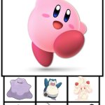Kirby's team | image tagged in pokemon team,kirby | made w/ Imgflip meme maker