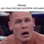 *dies* | Nobody:
When you chew mint gum and drink cold water after: | image tagged in gifs,gum | made w/ Imgflip video-to-gif maker