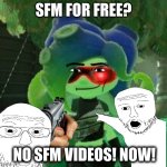 Ohio Rizz Octoling Meme | SFM FOR FREE? NO SFM VIDEOS! NOW! | image tagged in sanitized octoling | made w/ Imgflip meme maker