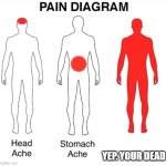 Pain Diagram | YEP. YOUR DEAD | image tagged in pain diagram | made w/ Imgflip meme maker