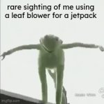 I did actually try it once with the landlords leaf blower and the 2nd floor window | rare sighting of me using a leaf blower for a jetpack | image tagged in gifs,kermit,jetpack,memes | made w/ Imgflip video-to-gif maker