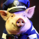 Pig in a cop uniform