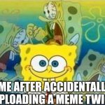 I might accidentally get banned for spam | ME AFTER ACCIDENTALLY UPLOADING A MEME TWICE | image tagged in internal screaming,aaaaaaaaaaaaaaaaaaaaaaaaaaa | made w/ Imgflip meme maker