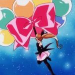 Saint Tail flying away with balloons GIF Template