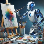 robot making art