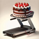 A treadmill with a cake balanced on top