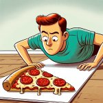 A meme of someone doing a push-up with a slice of pizza under th