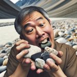 Man eating rocks