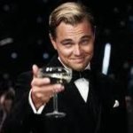 Leonardo di Caprio cheers full medium shot