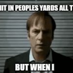 Same for babies kicking women. | DOGS SHIT IN PEOPLES YARDS ALL THE TIME; BUT WHEN I | image tagged in gifs,saul goodman | made w/ Imgflip video-to-gif maker