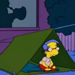 Milhouse in a tent