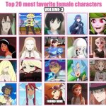 top 20 favorite female characters volume 3 meme