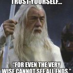 gandalf | TRUST YOURSELF... “FOR EVEN THE VERY WISE CANNOT SEE ALL ENDS.” | image tagged in gandalf | made w/ Imgflip meme maker