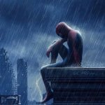 Spiderman in rain