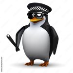 3D penguin in police costume