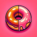 Pink Background With one donut with glaze the other not