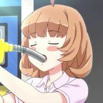 Anime girl drinking gasoline
