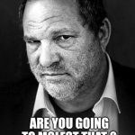 Hollywood | ARE YOU GOING TO MOLEST THAT ? | image tagged in harvey weinstein,hollywood,memes,celebrity,funny | made w/ Imgflip meme maker