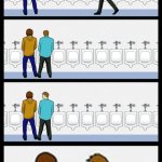 Captured Audience | Captured Audience; OzwinEVCG; "Would You Like to Hear 

a Joke About Neighbors, 

Fences, or Both?" | image tagged in urinal guy - whisper,awkward,memes,annoying people,joke time,your call | made w/ Imgflip meme maker