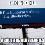 I'm concerned about the blueberries | I'M CONCERNED; ABOUT THE BLUEBERRIES | image tagged in i'm concerned about the blueberries | made w/ Imgflip meme maker