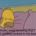 how i sleep homer simpson | How I sleep knowing that I have 46 children locked in my basement | image tagged in how i sleep homer simpson | made w/ Imgflip meme maker
