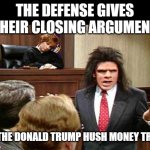 Caveman Lawyer | THE DEFENSE GIVES THEIR CLOSING ARGUMENT; IN THE DONALD TRUMP HUSH MONEY TRAIL | image tagged in caveman lawyer | made w/ Imgflip meme maker