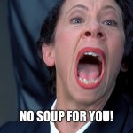 Frau Farbissina | NO SOUP FOR YOU! | image tagged in frau farbissina | made w/ Imgflip meme maker