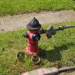 Red black fire hydrant