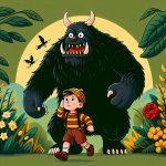 Anak kecil tersesat dan ada makhluk hitam besar