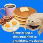 Sleep is just a time machine to breakfast, my dudes